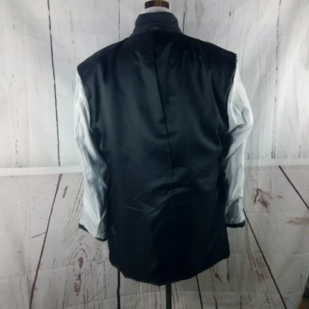Haggar Custom Fit Suit Up System 46L Gray Pinstripe Suit Blazer Jacket